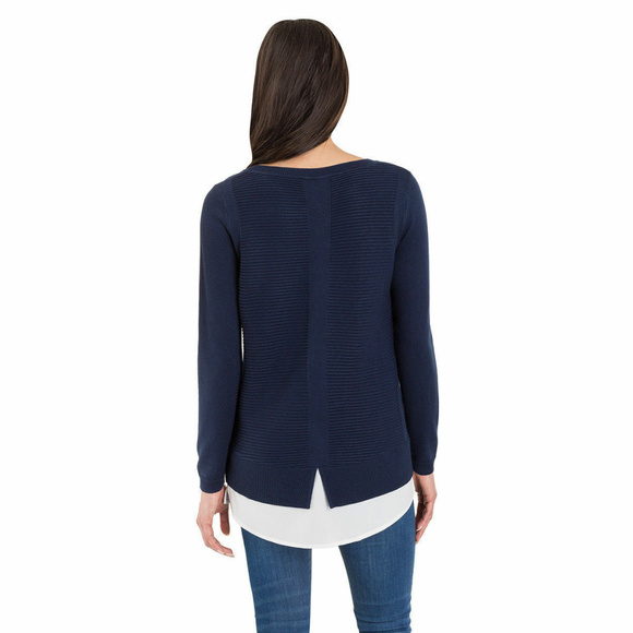 Hilary Radley Women 2-fer Sweater Blouse Navy NWT - Picture 2 of 4